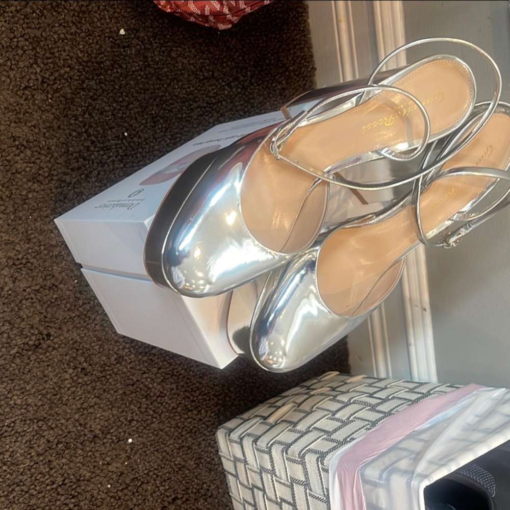 Gianvito Rossi Silver Heels with Ankle Strap